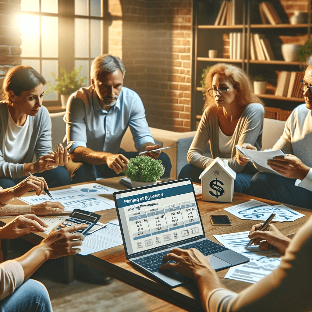 DALL·E 2023-12-29 12.09.44 - A photo-realistic image for a blog titled 'Planning a Big Purchase_ Saving and Financing Strategies'. The image depicts a group of European adults sit-m