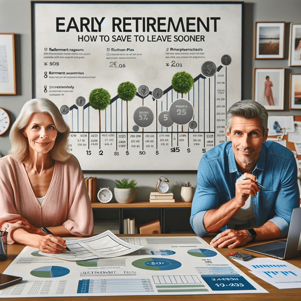 DALL·E 2023-12-29 12.38.51 - A photo-realistic image for a blog titled 'Early Retirement_ How to Save to Leave Sooner'. The image depicts a European couple in their late 40s or ea-m